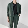 2022 Fashion Summer 2-piece Set Solid Color Single-breasted Casual Simple Student Wear Homme Loose Suits Wear (Blazers + Pants) 3