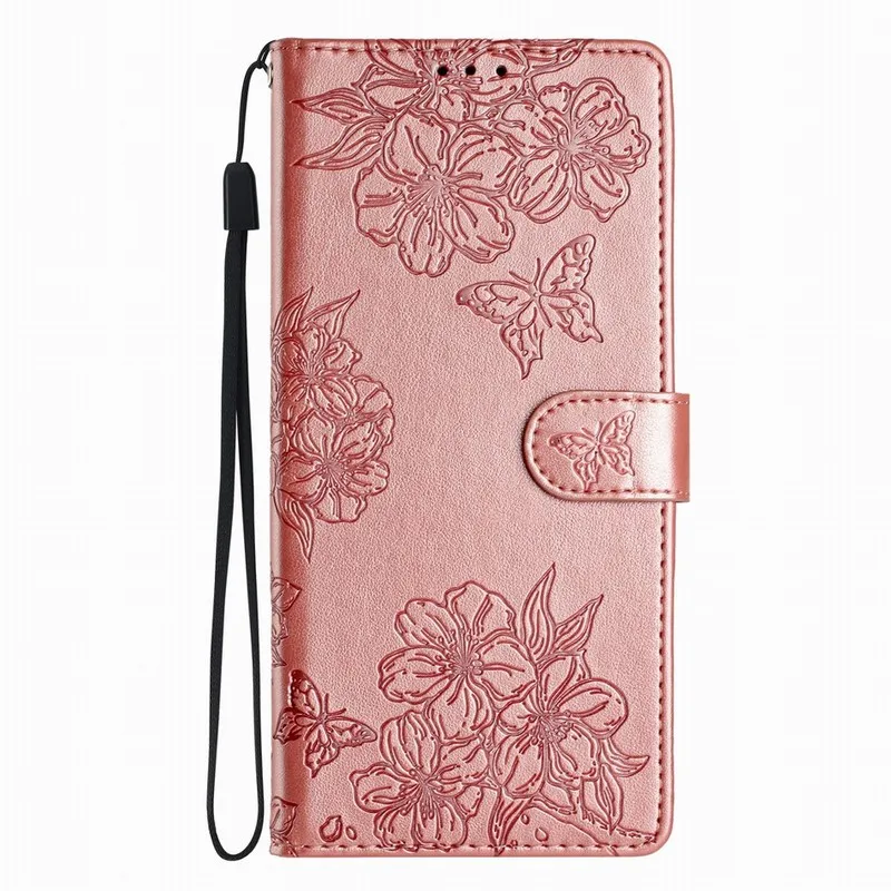 Charming Sakura Butterfly Flip Case - Elegant Lady Cover