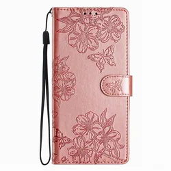 Charming Sakura Butterfly Flip Case - Elegant Lady Cover - Moto G40 Fusion (Rose Gold OG)