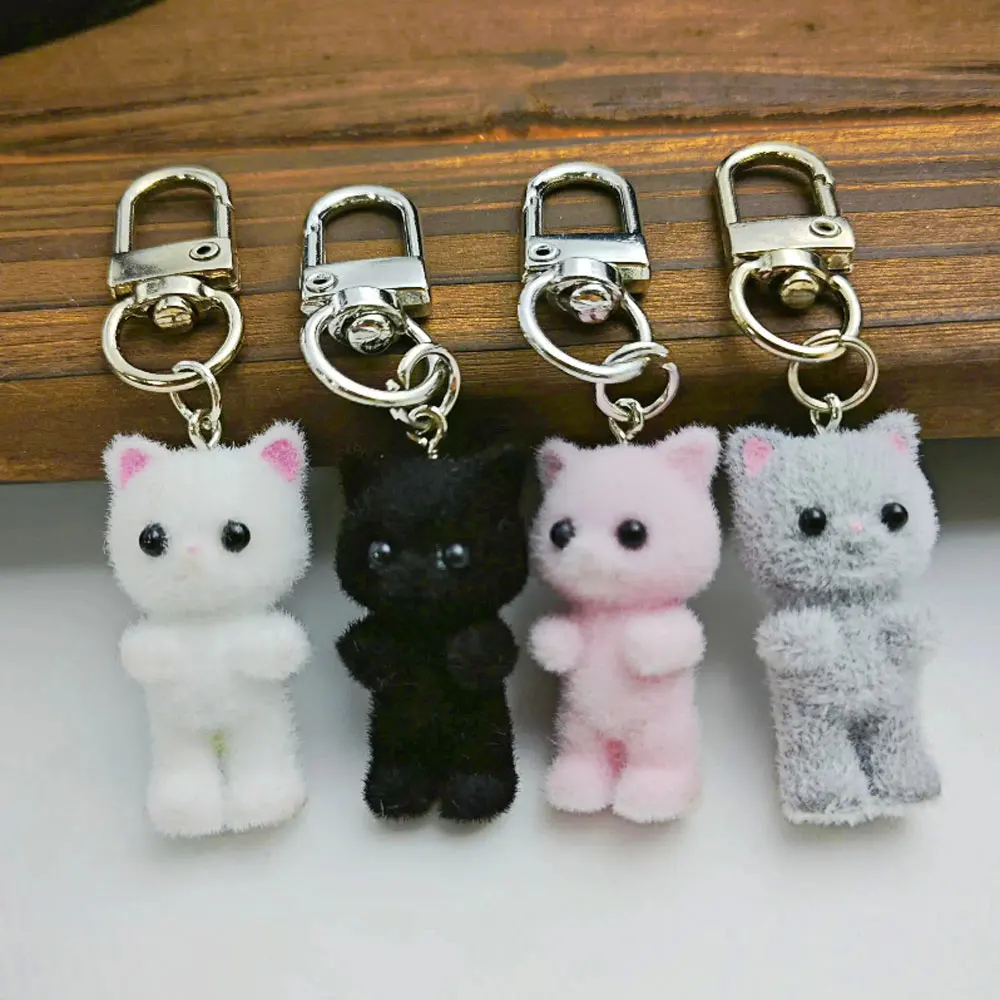 الأصالة محاكاة الحيوان هواية القط المفاتيح قلادة على ظهره كيرينغ الكرتون لطيف دمية لفتاة مفتاح سلسلة حلقية هدية