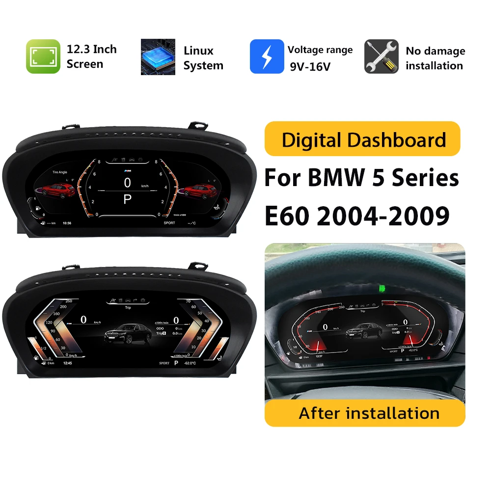 Digital Speedometer Dashboard For BMW 5 Series E60 E61 E63 E64 2004