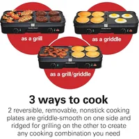 3-in-1 Electric Indoor Grill + Griddle, 8-Serving, Reversible Nonstick Plates, 2 Cooking Zones with Adjustable Temperature 2