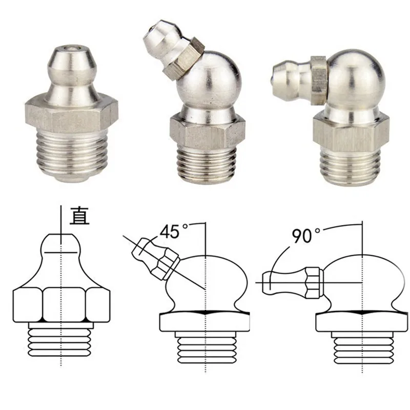 Hydraulic Grease Fitting Kit, 32Pcs M6/M8/M10 Durable Brass Zerk Grease  Nipple Fitting Assortment Kits with 2Pcs Grease Gun Pointy Tips