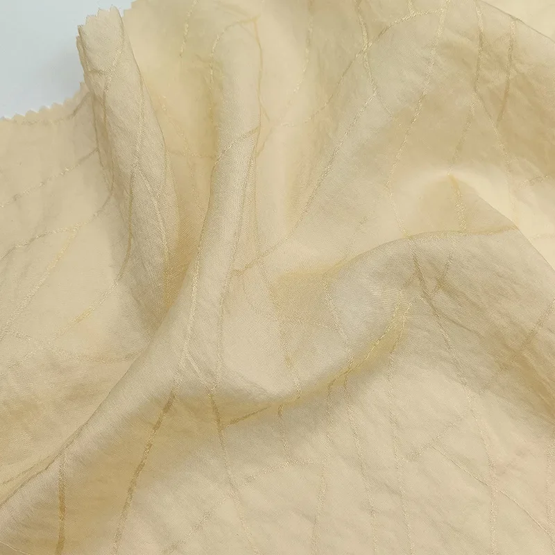 YH-3562 Spring Summer Thin Semi-Transparent Lyocell Nylon Shiny Thread Line Fabric Shirt Dress Fabric Sportswear Material