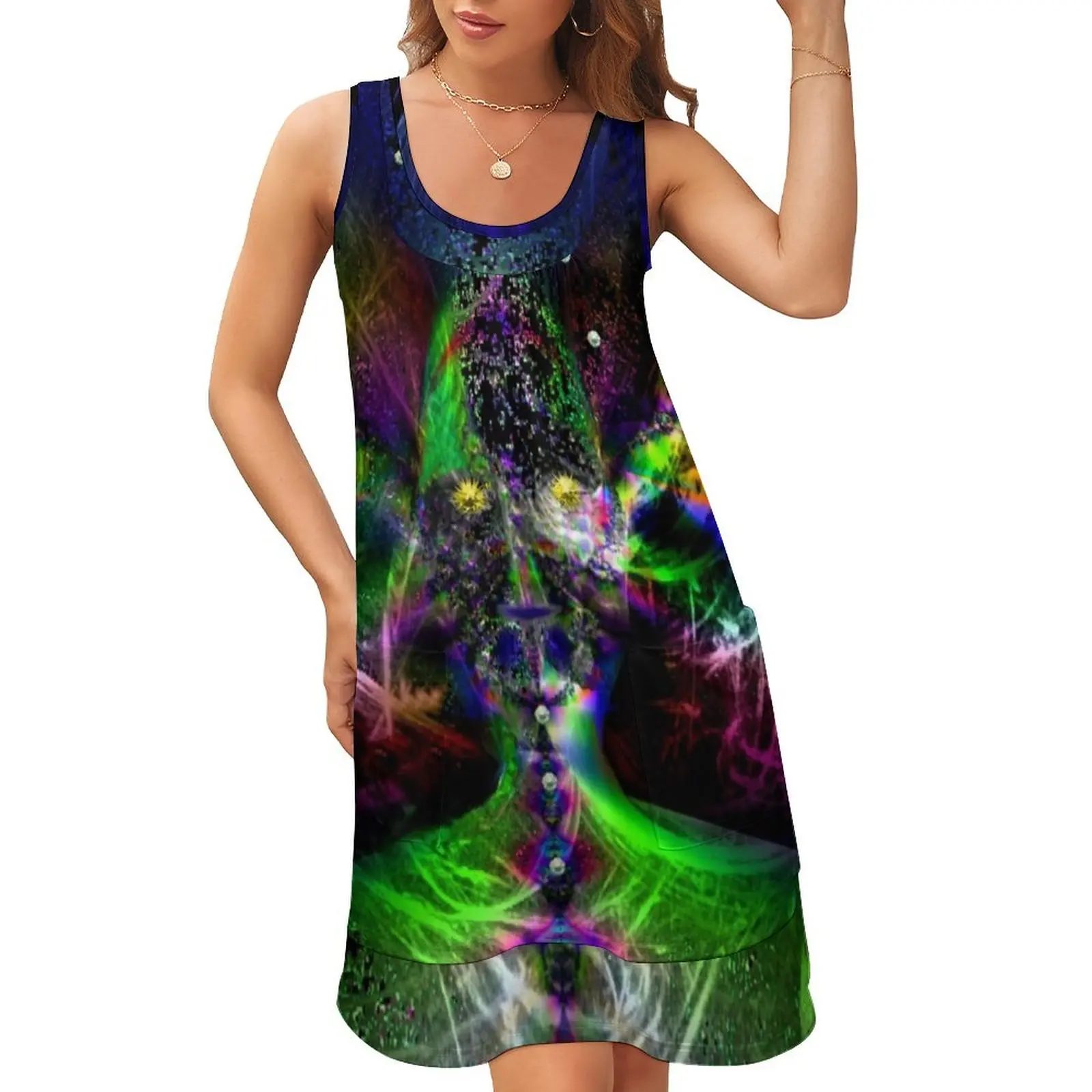 

Lucy In The Sky With Diamonds Sleeveless U-Neck Fake Two Piece Dress elegant and pretty women's dresses Evening gown