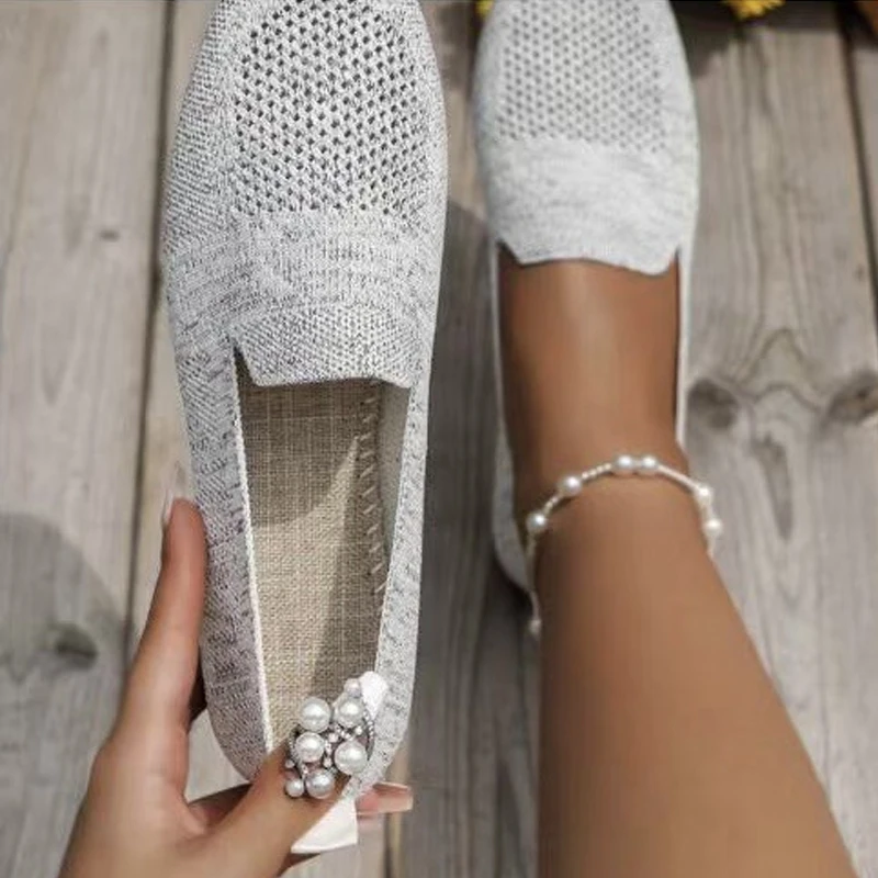 Large Size Square Toe Flat Single Shoes Women's Non-slip Breathable Sneakers Fashion Simple Women's Wedges