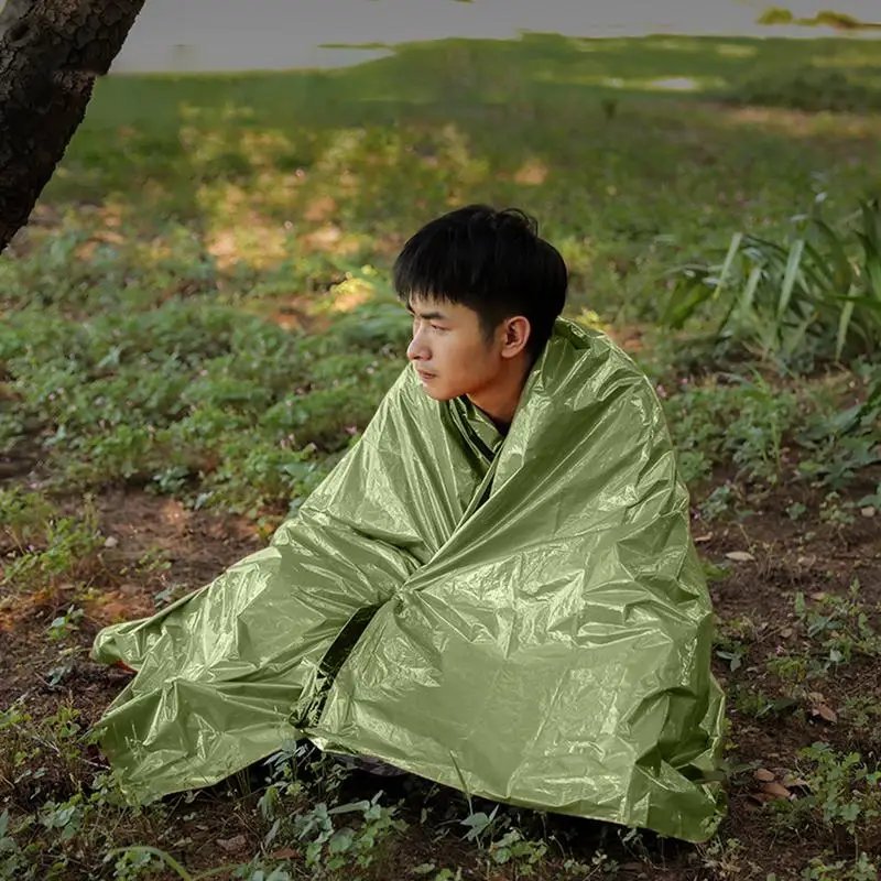 Portable Waterproof Emergency Survival Sleeping Bag Outdoor Camping Gear Thermal Sack First Aid Rescue PE aluminum film Blanket