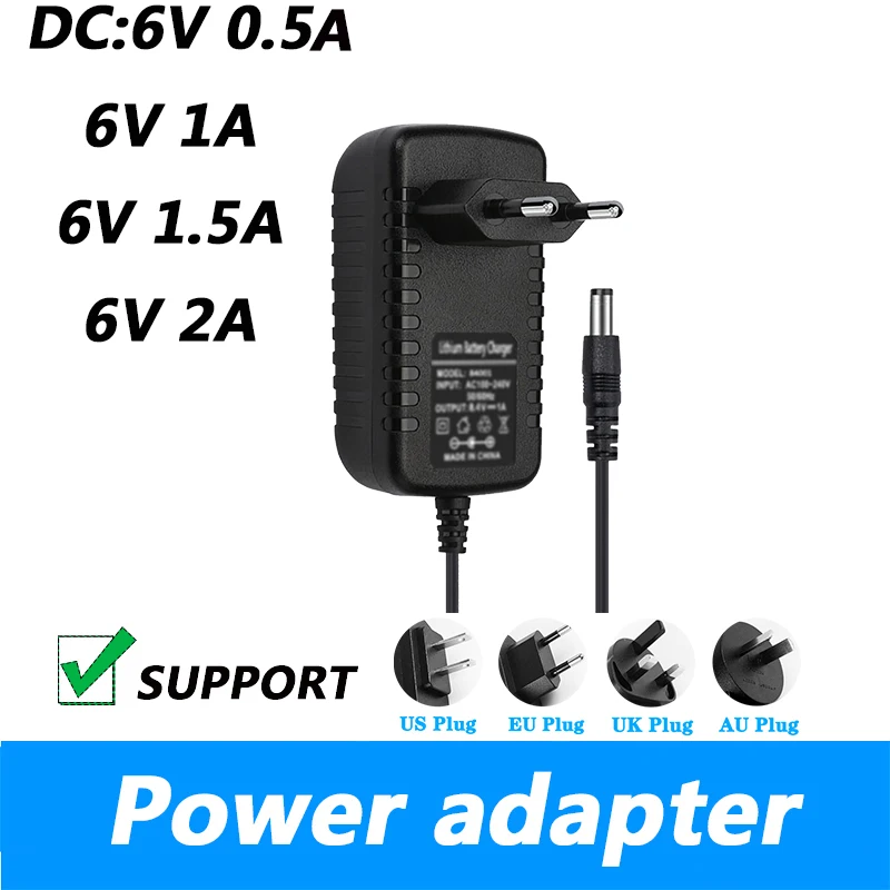Adaptador de Alimentação dc 6v 0.5a 6v 1a 6v 1.5a 6v 2a uk Plug au 5.5*2.1 mm Fonte de Alimentação
