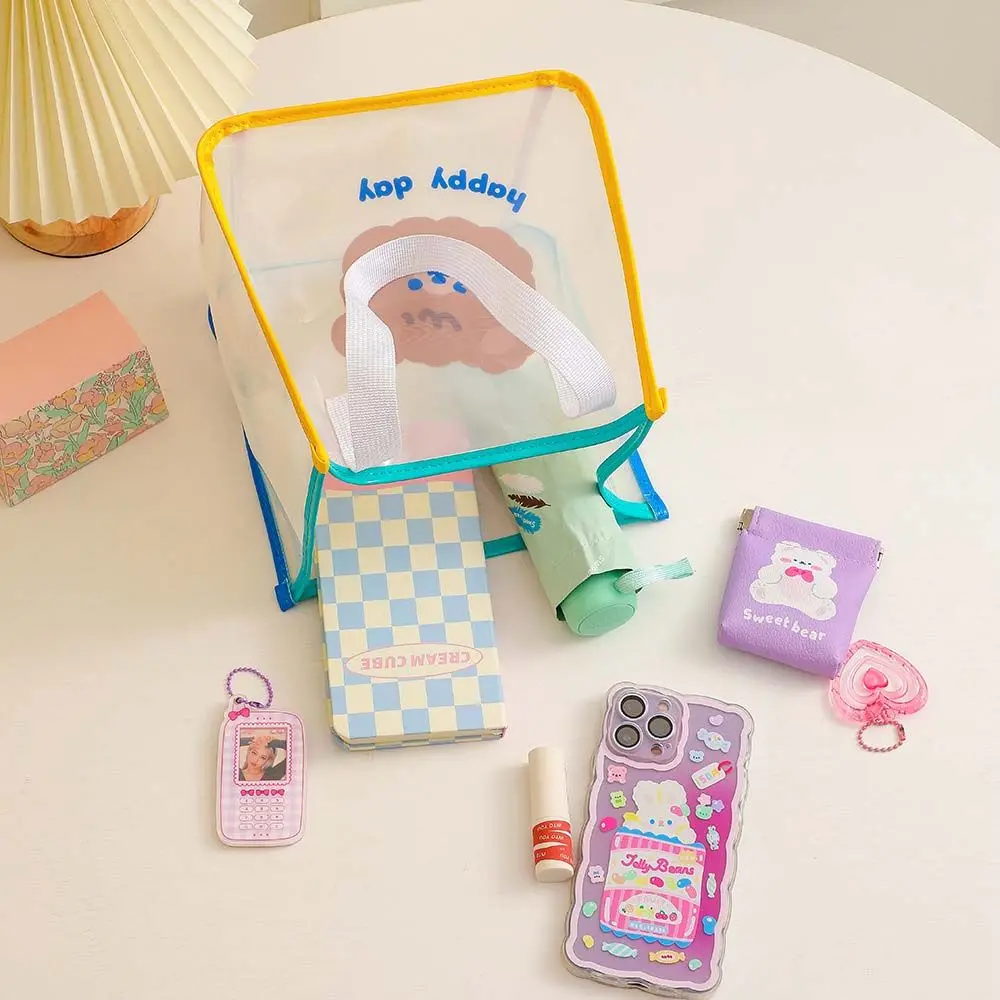 

Large Capacity Transparent PVC Jelly bag Summer Cartoon Beach Bag Women Shoulder Bags Handbags Clear Bag