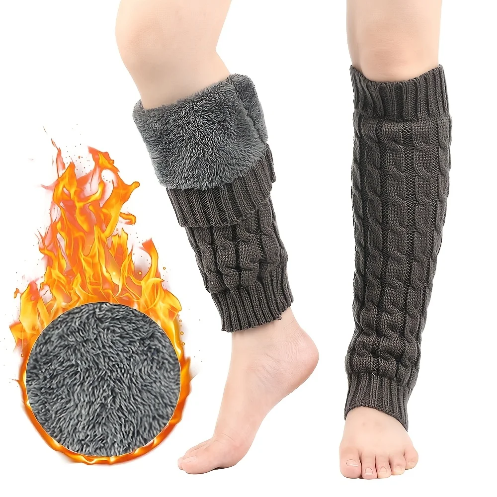 Women's Cable Knit Fleece Lined Leg Warmers