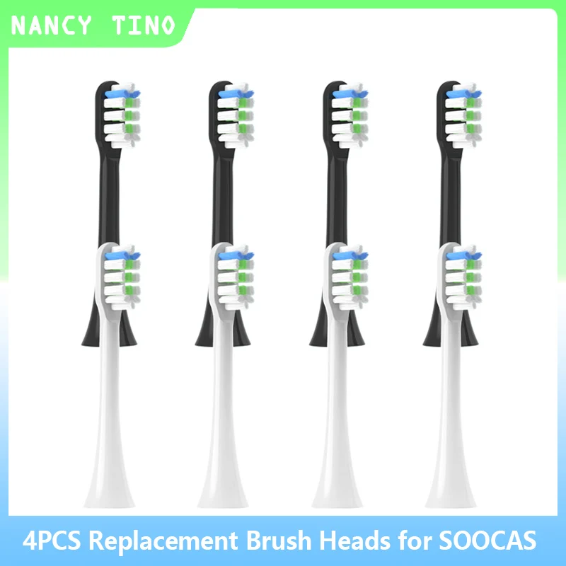 

4PCS Vacuum Sealed Packed Replacement Brush Heads for SOOCAS X3/X3U/X5 Soft Sonic Electric Toothbrush DuPont Cleaning Nozzles