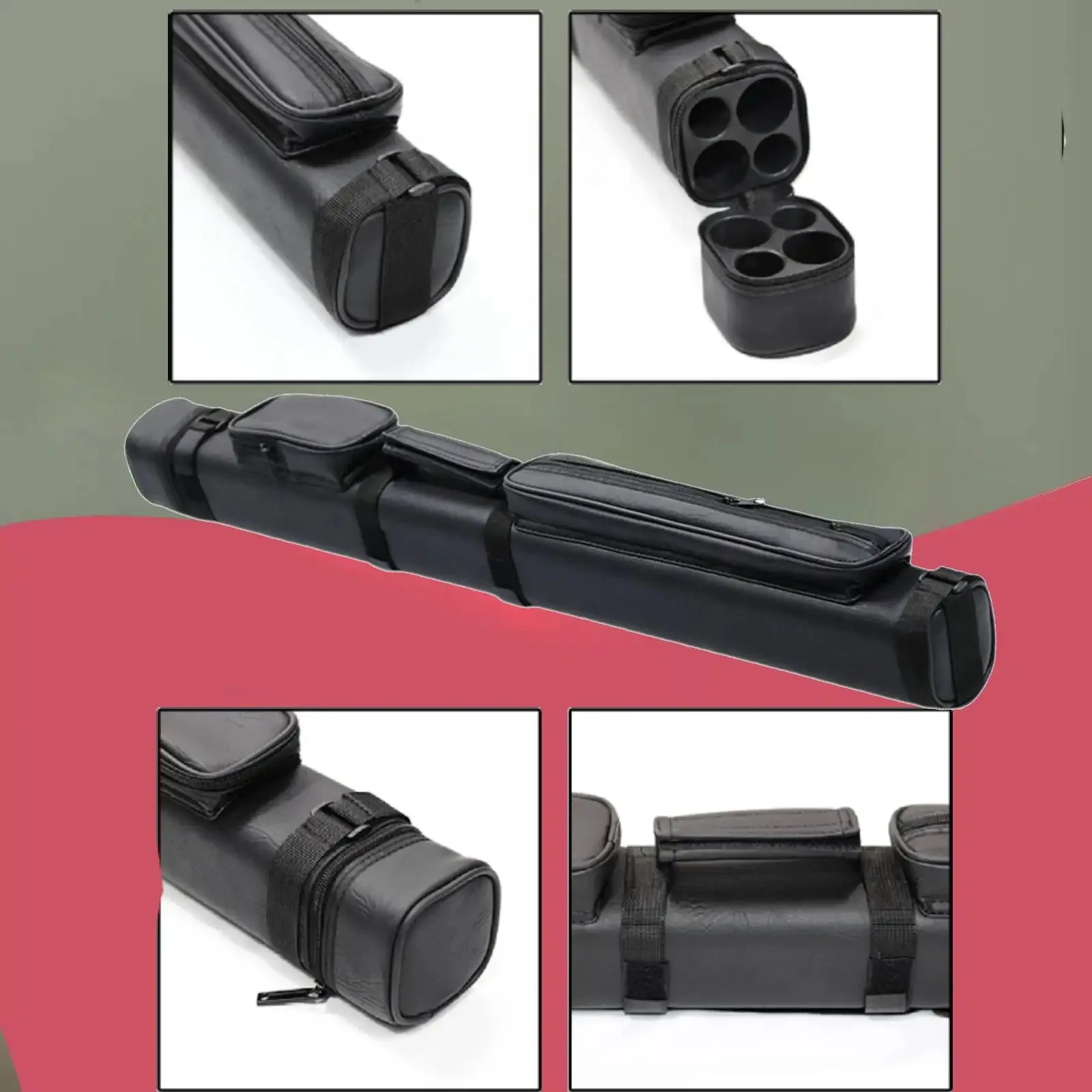 2/4Holes Pool Cue case Billiard Bag with Divider Billiard Pool Cue Stick Carrying Bag Portable Case Accessories