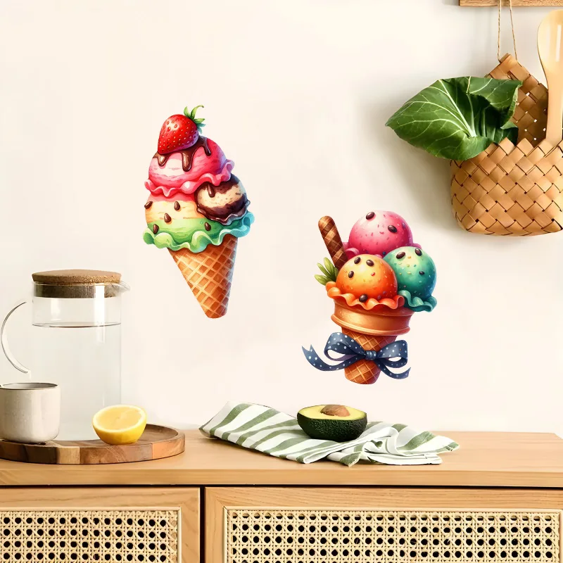 1pc Summer Ice Cream Sticker Water-proor & UV-resistant Used for Wall Bathroom Cabinet Door Toilet Car Wall Stickers