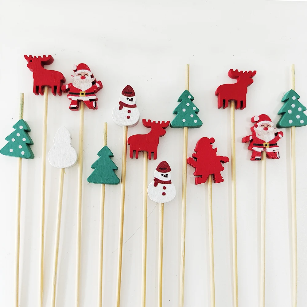 200 Spiedini Da Cocktail In Legno Colorato 12cm Con Perline - Ideali Per Antipasti, Frutta E Buffet - Stuzzicadenti Decorativi Festa