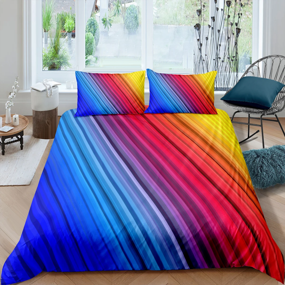 

Home Living Luxury 3D Colored Lines Bedding Set Stripe Duvet Cover Pillowcase Queen and King EU/US/AU/UK Size Comforter Bedding