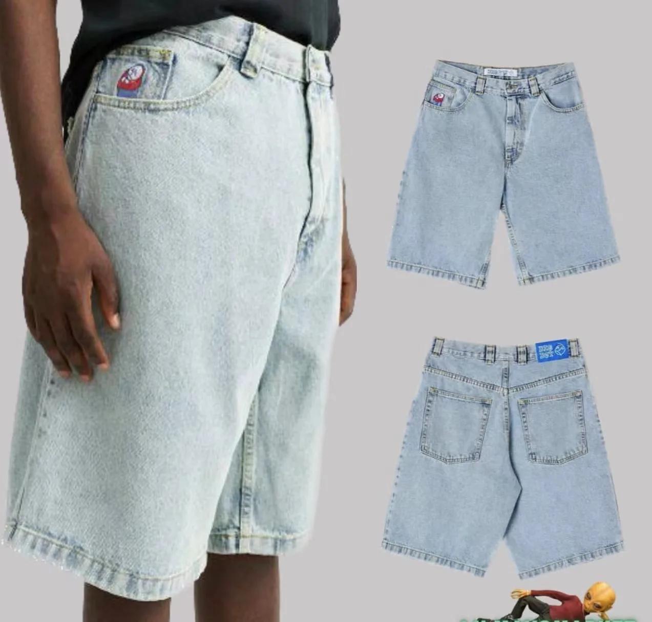 

Y2K Big boy Short for Men Streetwear Baggy Jeans Embroidery Denim Leisure Short Mujer Hot Traf Men shorts jean Skate jeans men