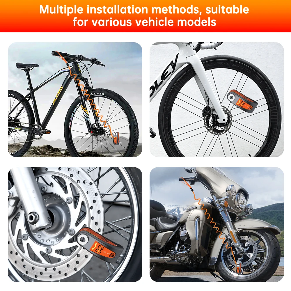 Extractme Motorcycle Lock Alarm Padlock Motorbike Lock Bicycle Alarm Moto Brake Disc Lock Anti-Theft Car Alarm Security System