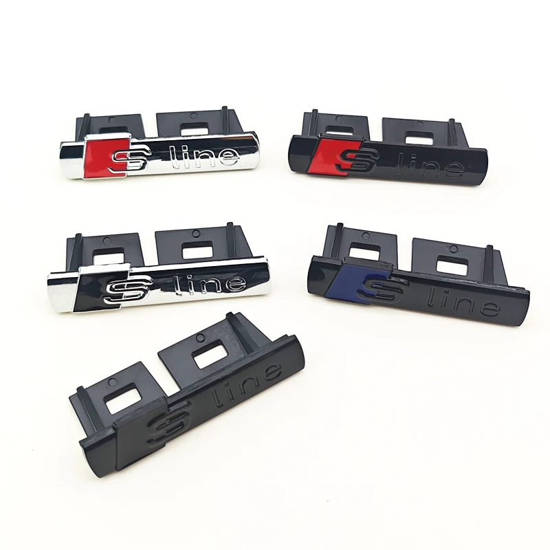 3D 금속 로고 Sline 엠블럼 자동차 펜더 사이드 스티커 전면 그릴 배지 아우디 A3 A4 A5 A6 A7 S3 S4 S5 S6 TT S 라인 액세서리
