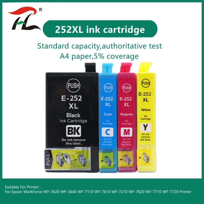 

Compatible 252XL Ink Cartridge T252XL E-252XL 252 XL For Epson WorkForce WF-3620 3640 7110 7210 7610 7620 7710 7720 Printer