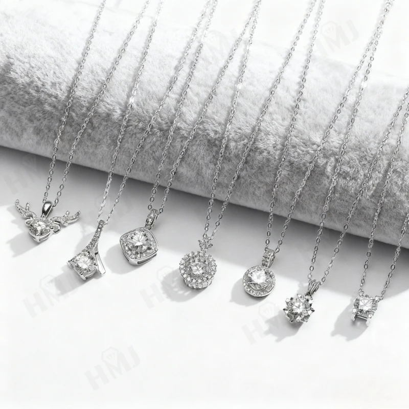 Moissanit-Halsketten, 925er Sterlingsilber, D-Farbe, runde Form, Krappenfassung, Geschenk zum Jahrestag, Erntedankfest, Hochzeit, elegant – Detail 9