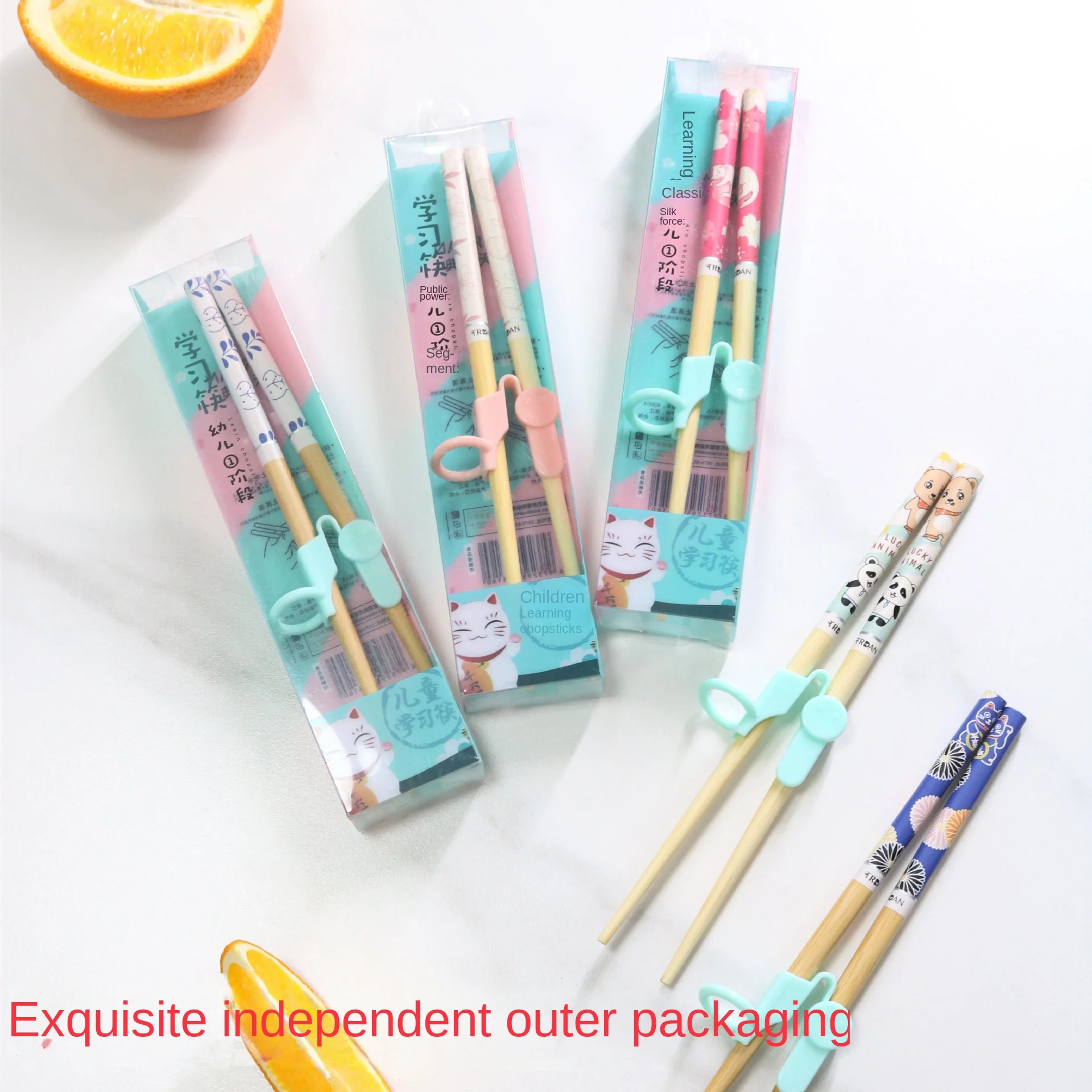 

Reusable Wooden Chopstick for Kids, Learning Training, Chinese Food Stick, Tableware for Children, Kitchen Accessories, 1 P