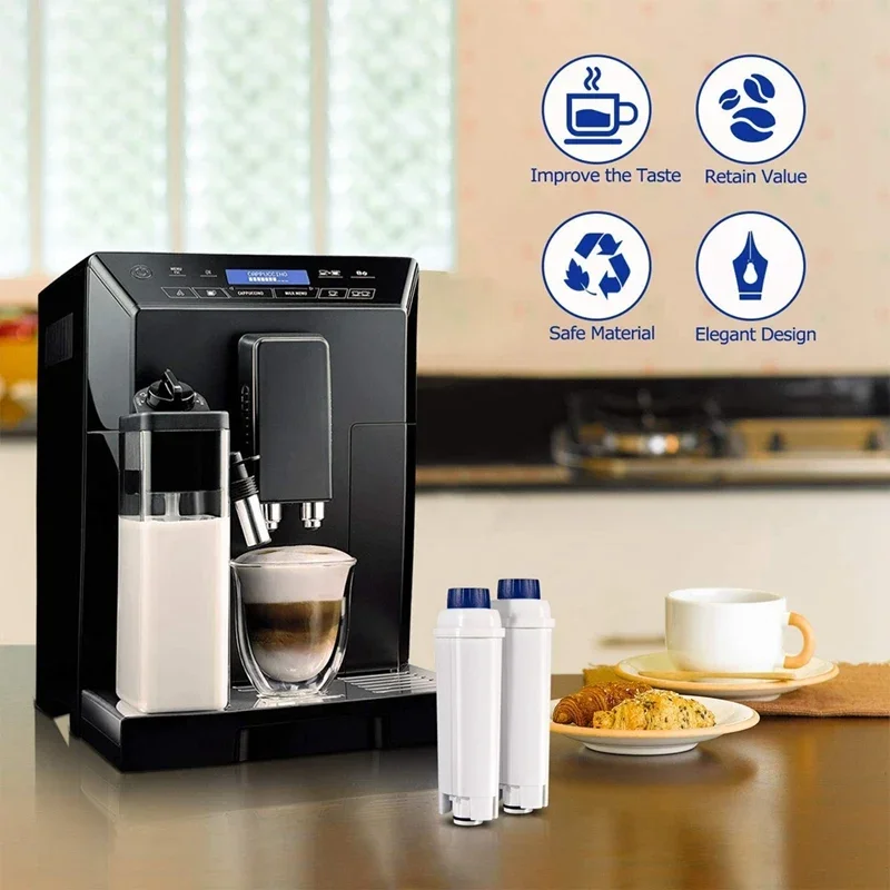2 Pack Coffee Machine Filter for DELONGHI DLSC002 ECAM, Esam, ETAM, BCO, EC - Activated Carbon Softener 2