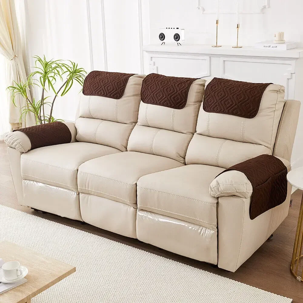 Recliner Headrest Cover Sofa Armrest Cover With Pockets Couch Sofa Headrest Protector Funda Sofa Cover Furniture Protection 3