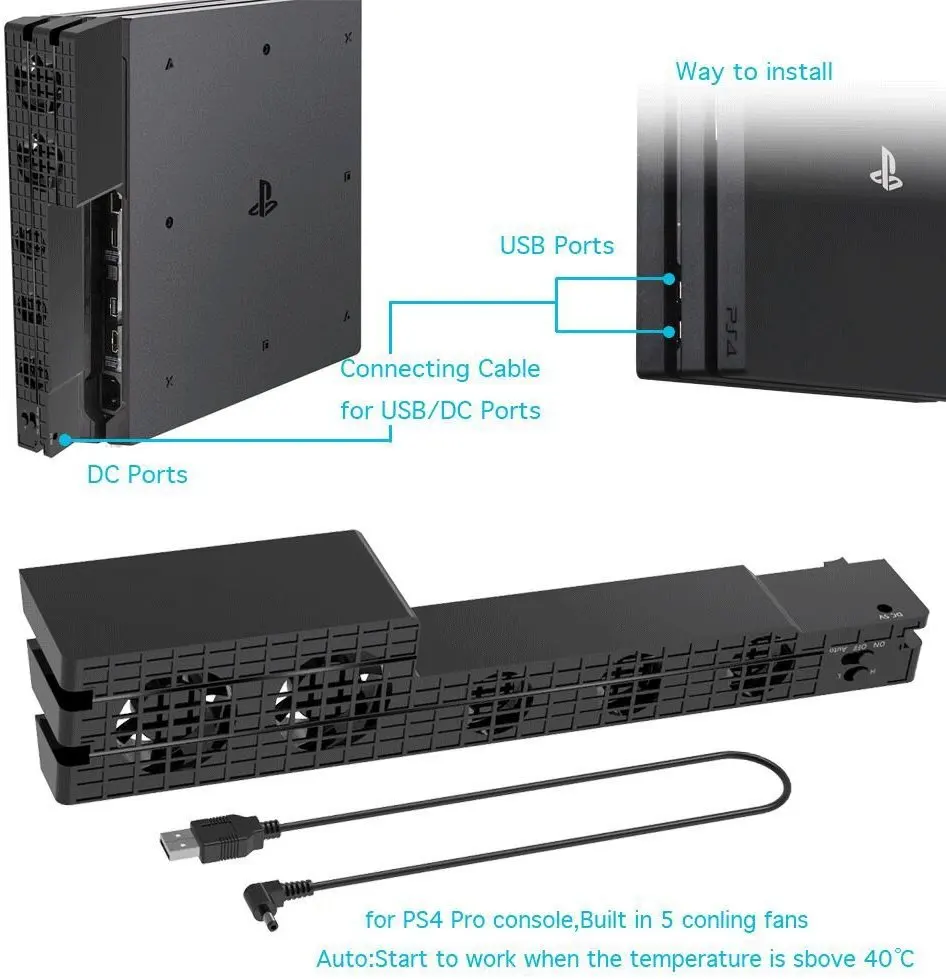 Cooler DC 5V For Sony PS4 Pro Slim Playstation Play Station PS 4 Game Console Fan Refrigerator USB Portable Ventilation