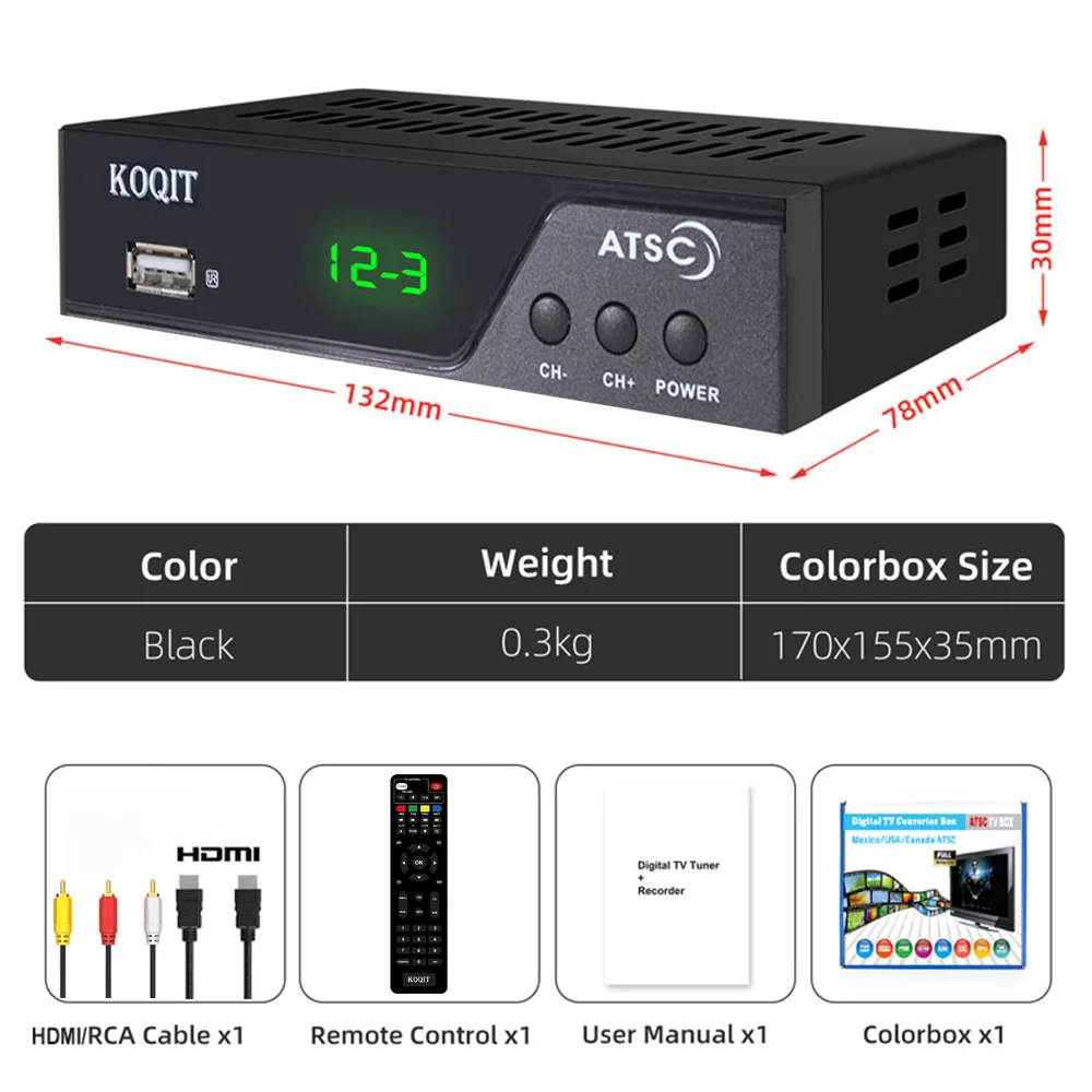 fire tv box Smart Universal Remote ATSC TV Tuner Analog Digital Converter Box USB DVR Recorder For Tv Terrestrial Digital Broadcast Receiver free sat box TV Receivers