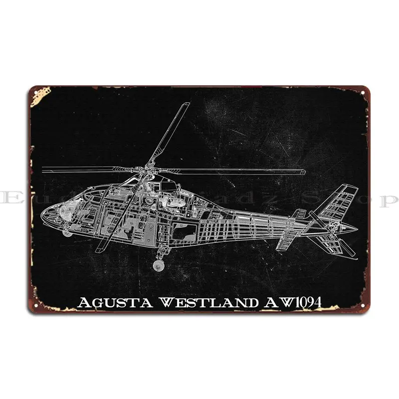 

Винтажный клубный плакат с винтажным декором стен Agusta Westland Aw109