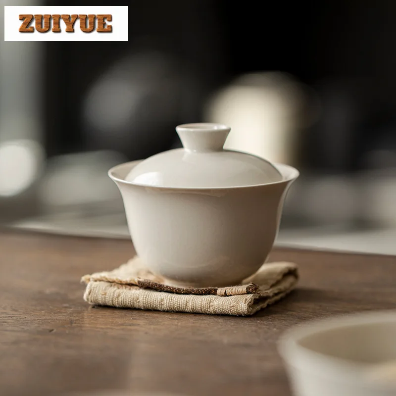 Plant Ash Cover Bowl Japanese Anti Scald Ceramic Kung Fu Set Boutique Tea Tureen Tea Making Gaiwan Cafes Collection Gifts 180ml