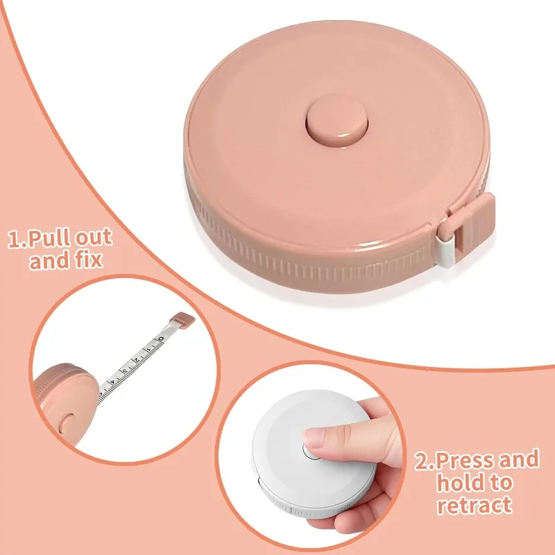 1.5M 미니 줄자 양면 수축형 재봉용/신체 측정용 부드러운 가죽 자동 수납 줄자