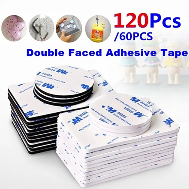120/60/40 Pcs 3m Double Sided Black Foam Tape Strong Pad Mounting