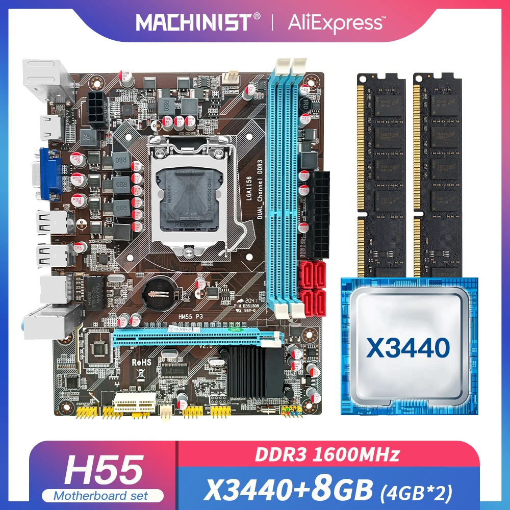 MACHINIST Conjunto de placa base H55 LGA 1156, procesador Intel xeon ...