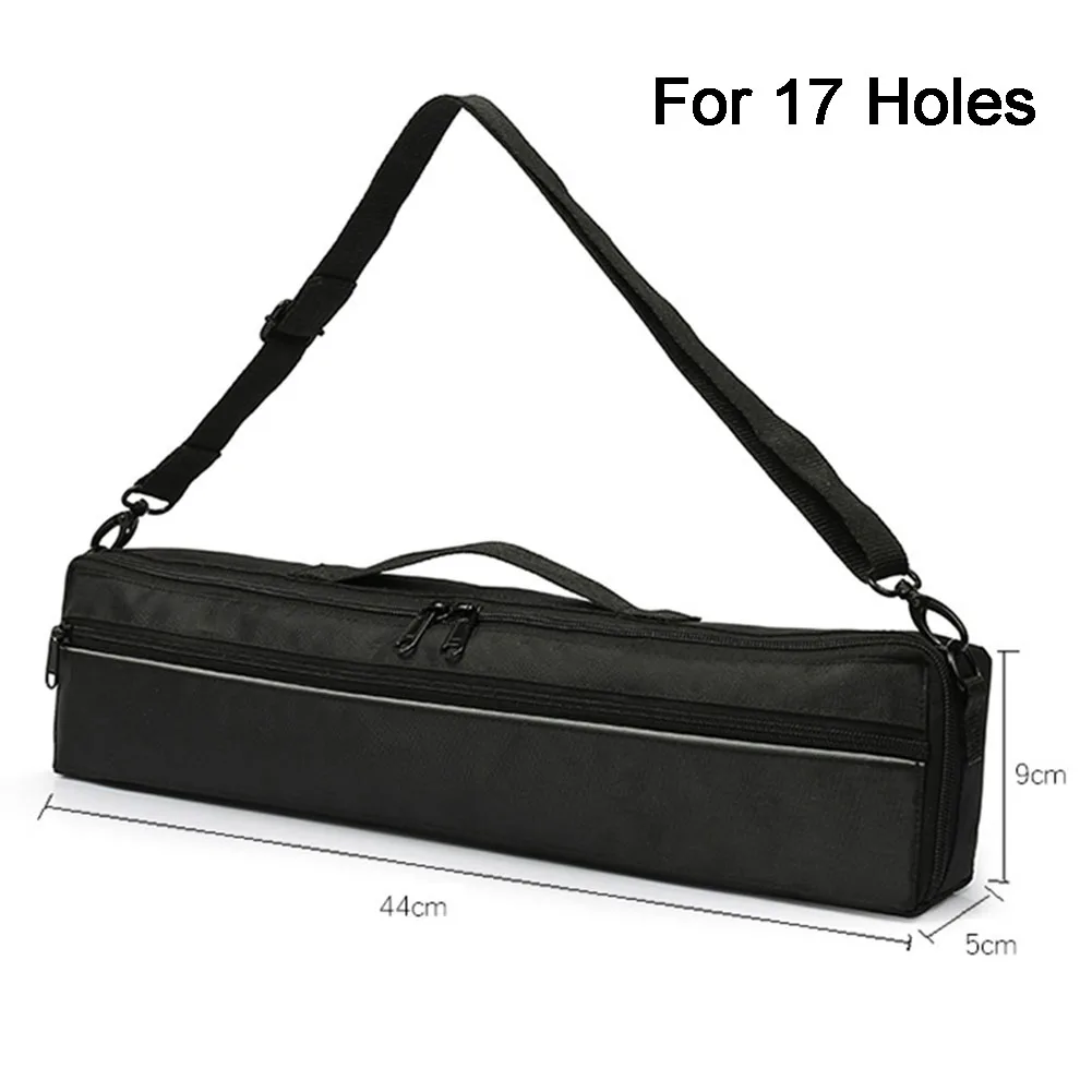 

Flute Case Woodwind Instrument Accessories Waterproof Cotton Pad 1617 Holes Bag With Strap Music Tool Storage Black