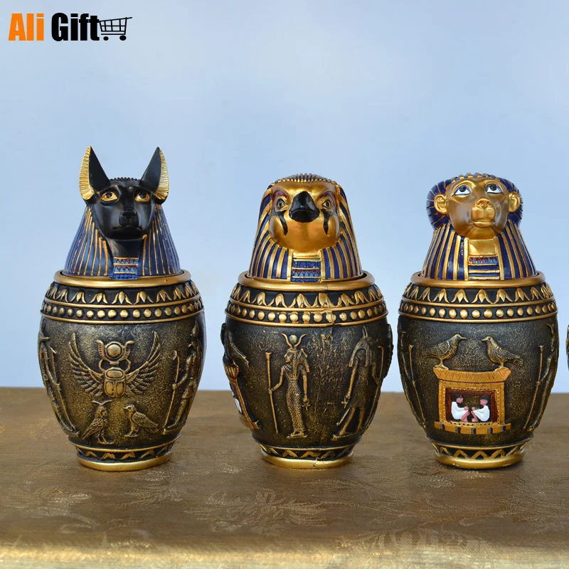 

Ancient Egypt Cat God Canopic Jar Storage Figurines Pharaoh Saint Resin Art&Craft Home Decoration
