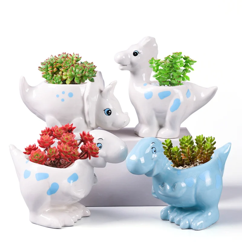 

Cartoon Dinosaur Succulent Plant Flowerpot Ceramic Animal Flower Pot Home Desktop Floor Bonsai Crafts Pottery Decoration
