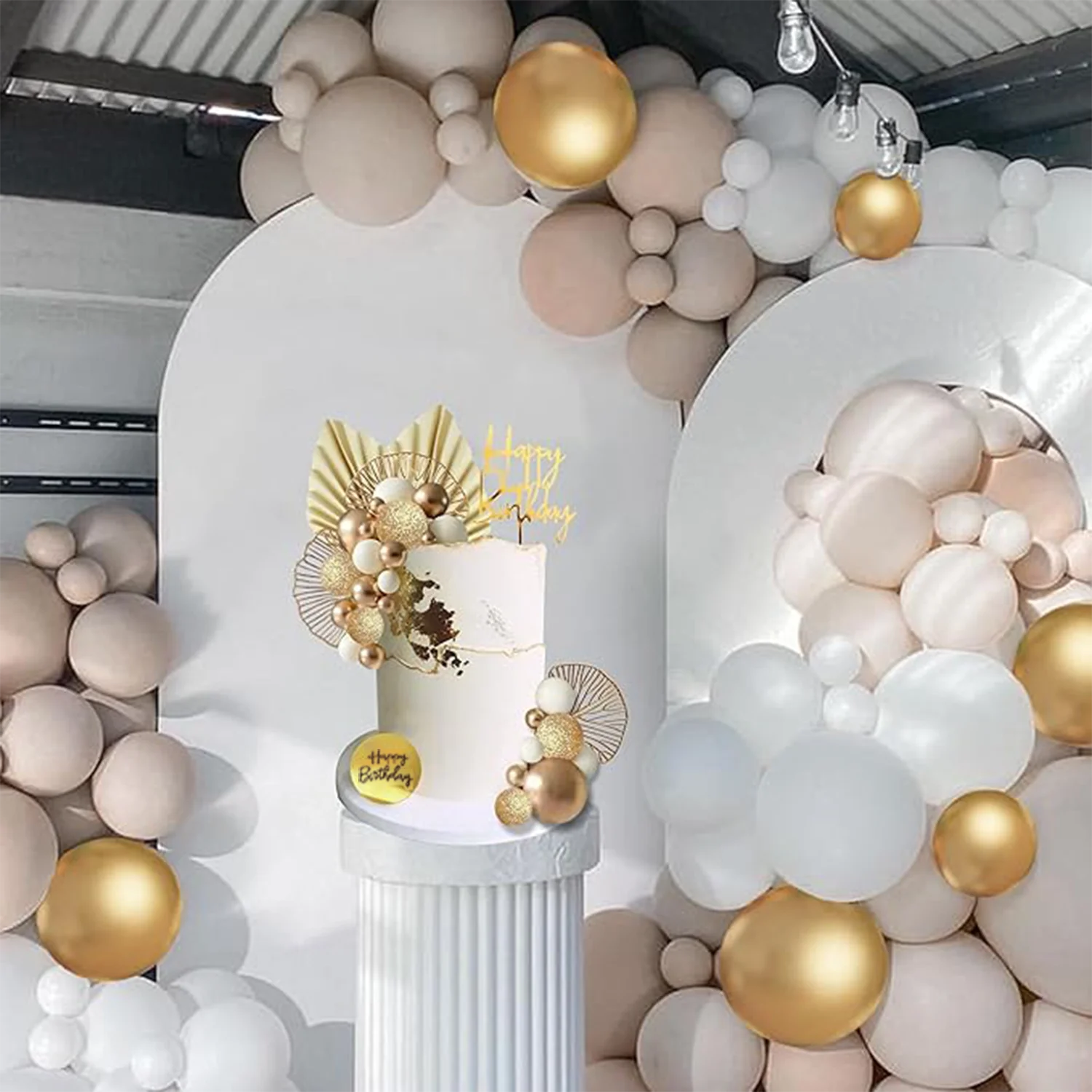 Elegant White Gold Cake Topper Balls for Celebrations and Special Occasions