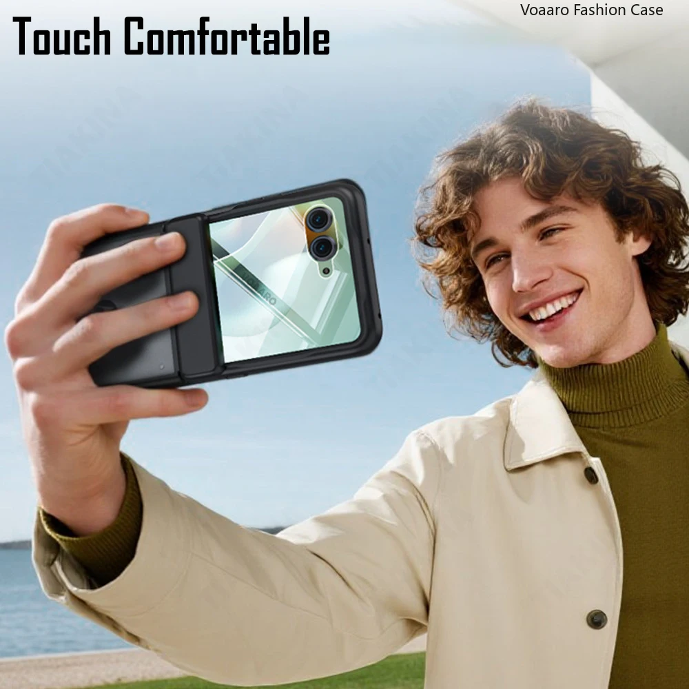 Magnetic Matte Clear Case with Small Glass Film and Hinge Protection