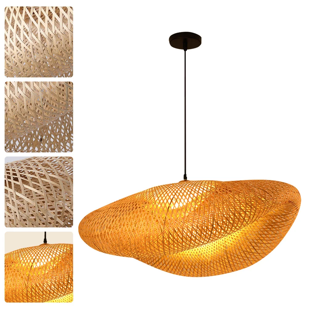 

Light Pendant Lamp Ceiling Woven Rustic Hanging Chandelier Farmhouse Led Weave Vintage Night Rattan Japanese Ball Dome Lantern