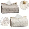 Leather Tissue Box Household Living Room Tea Table PU Rattan Leather Tissue Box Kitchen Desktop Nordic Napkin Holder Storage Box 1