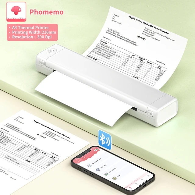 Phomemo M08F A4 Paper Printer Portable USB Bluetooth Wireless Thermal  Transfer Printer No Need Ink or Toner for PC Mobile Phone - AliExpress