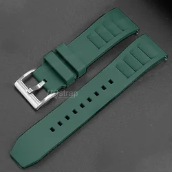 Universal Quick Release Rubber Watch Band Strap, 20mm/22mm - Durable and Stylish Watch Accessory - 22mm (Geen - Silver)