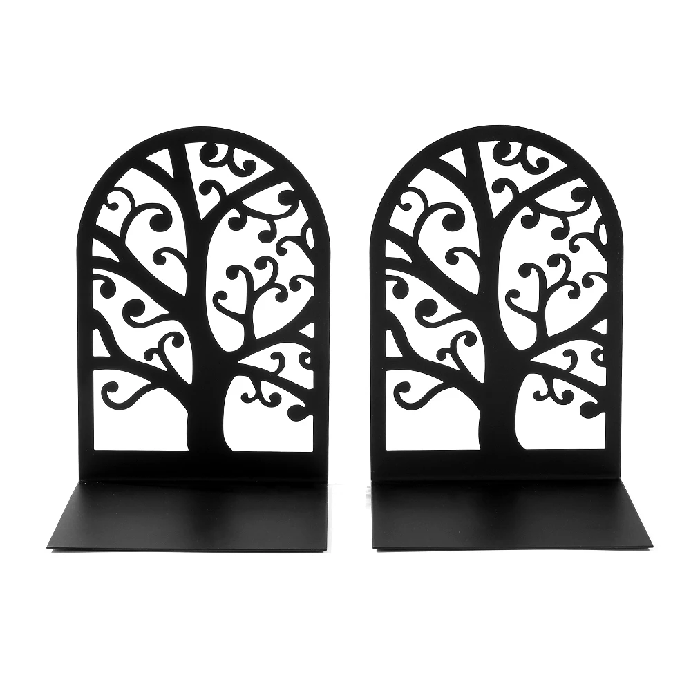1 pair of electrophoretic black high-end tree bookshelf book blocks, library study office decoration storage items.