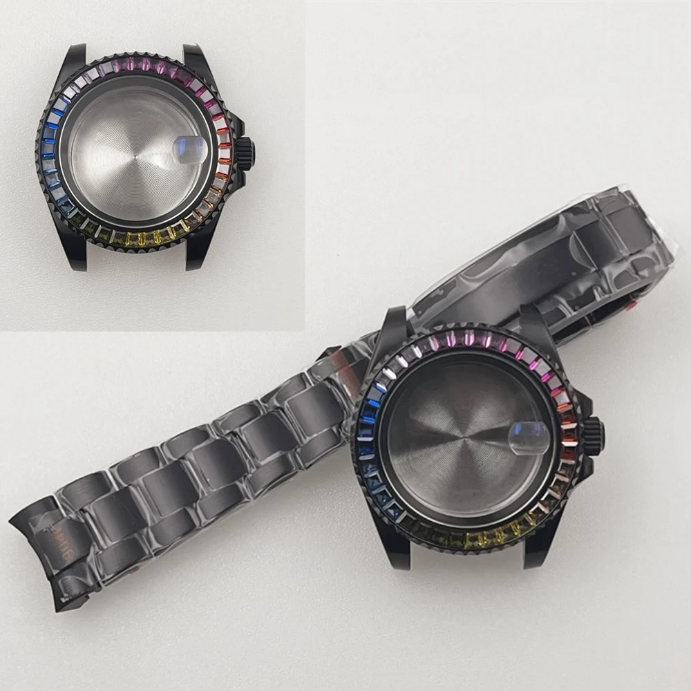 

Черное Радужное кольцо со стальным стеклом для часов Seiko NH35, 41 мм