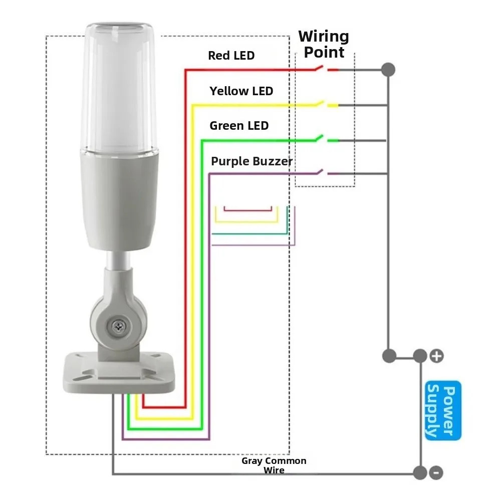 3색 LED 신호 표시등 지속 점멸 및 부저 경보 기능이 있는 스마트 경고등 DC12V/24V/AC220V 알람 램프