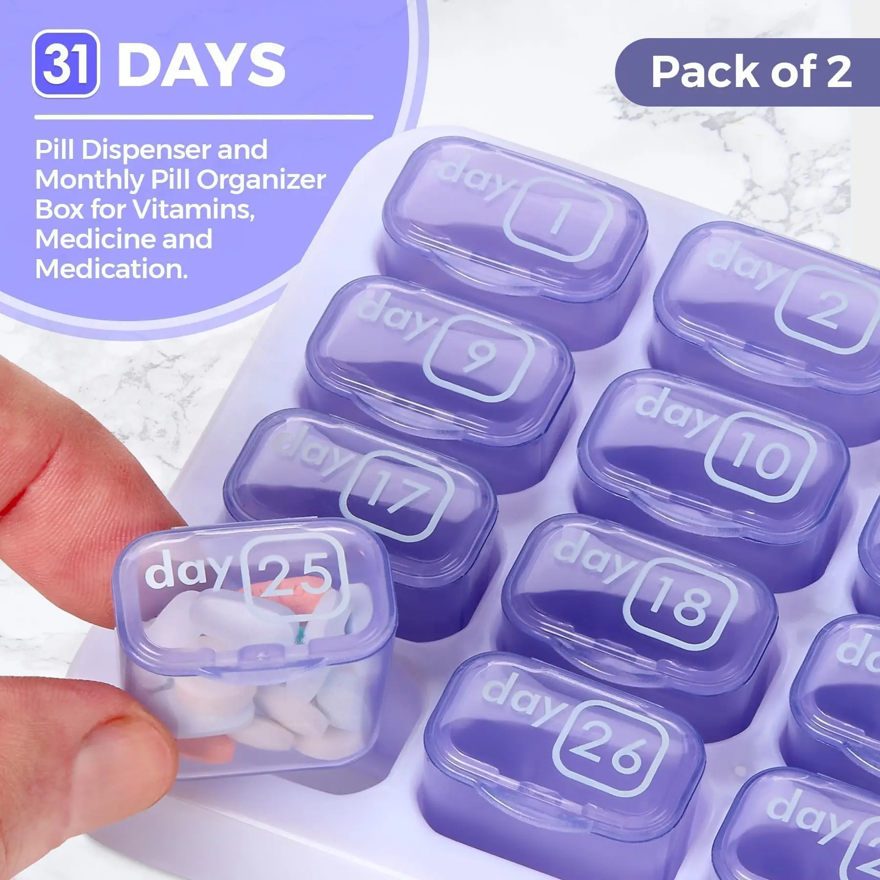 UNTIOR Dispenser Container Box Holder Organizer Weekly 31 Grids Monthly Pill Box Removable Keyboard Shape Medicine Pill Case