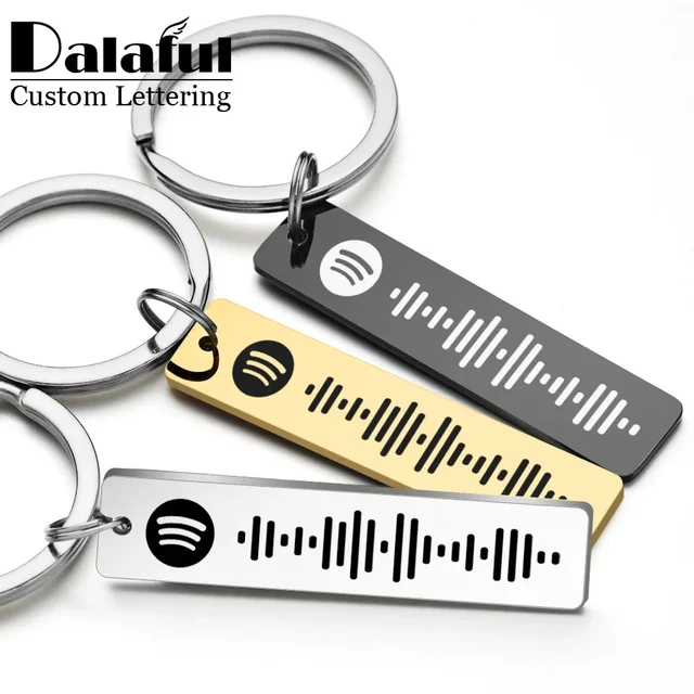 Llavero con código de Spotify personalizado, llavero con nombre grabado, canción y música, llavero de canción Scannable, soporte de cadena, regalo para pareja, P040