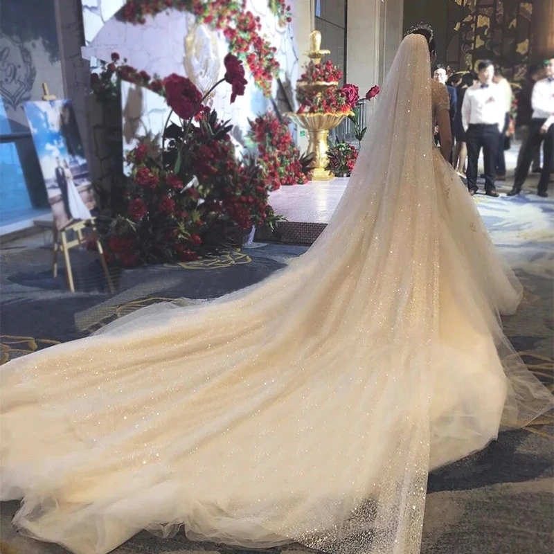 

Wholesale Sequine Lace Wedding veils Long Bridal Veil Voile femme musulman Hochzeit Sexy Wedding Accessories Wedding