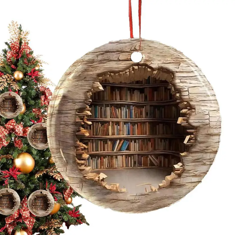 

Украшение для книги любовника, 3D книжная полка, очаровательная подвеска, рождественская елка, Декор для дома, керамические поделки, подарки для любителей книг
